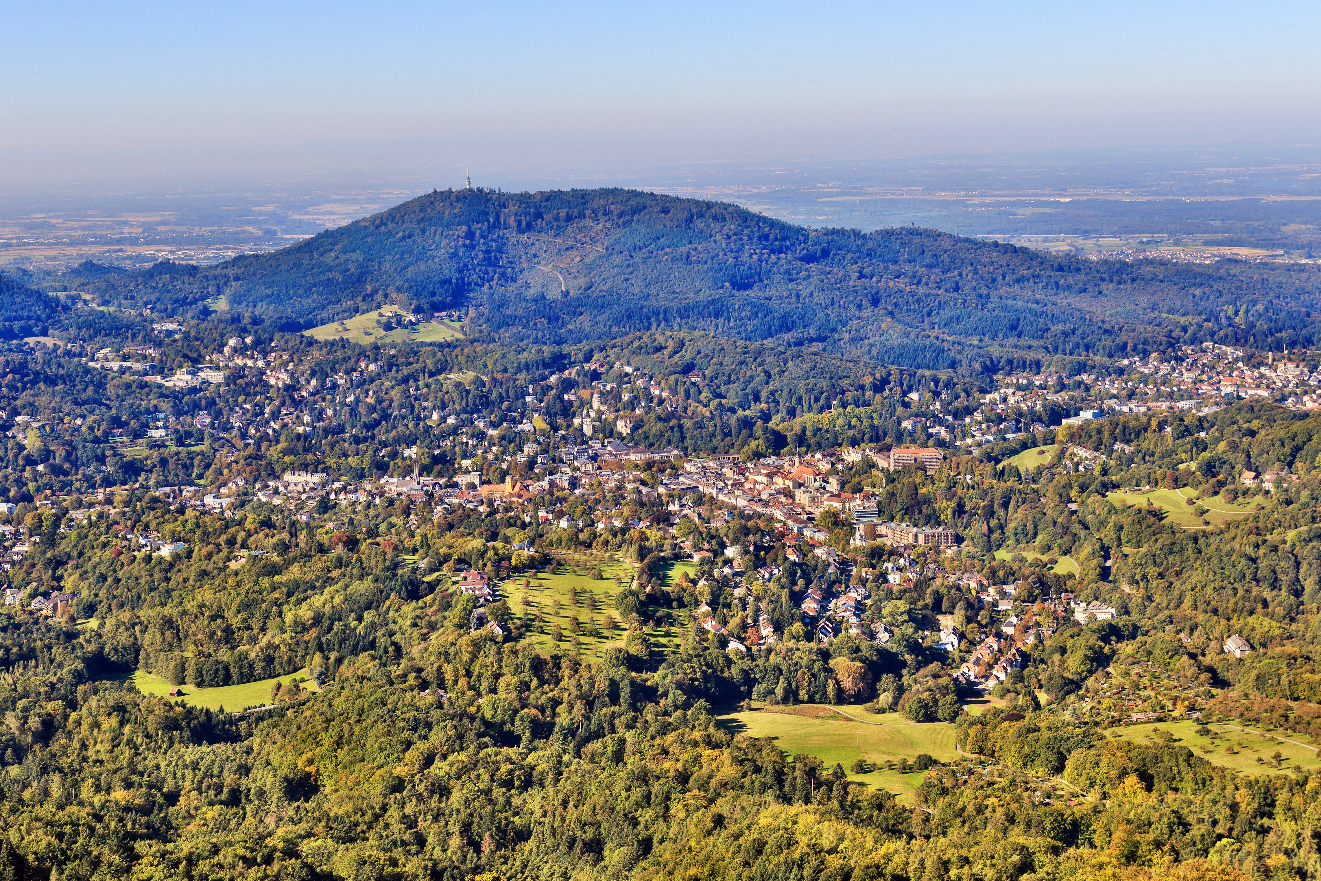 Baden-Baden with Fremersberg Tower beyond on hill(2015)... photo by Alexander Savin (WikiCommons)