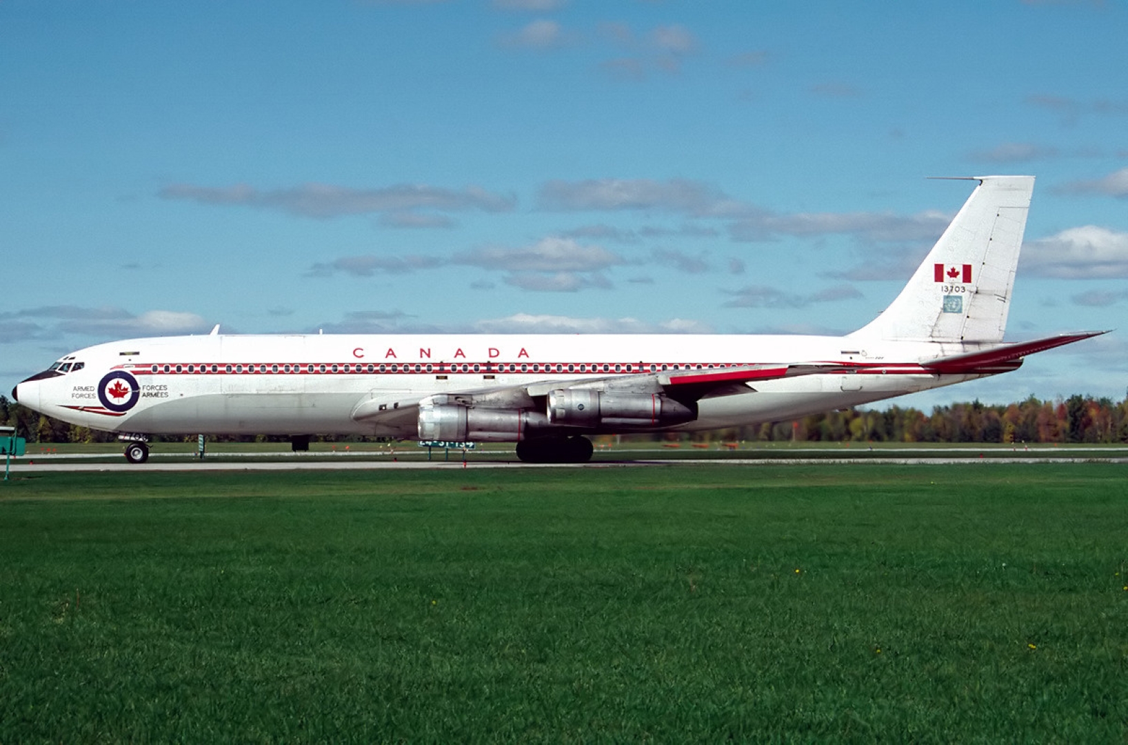 Canadian Armed Forces Boeing 707 (CC-137) at its home base of Canadian Forces Base Trenton in Ontario, Canada.