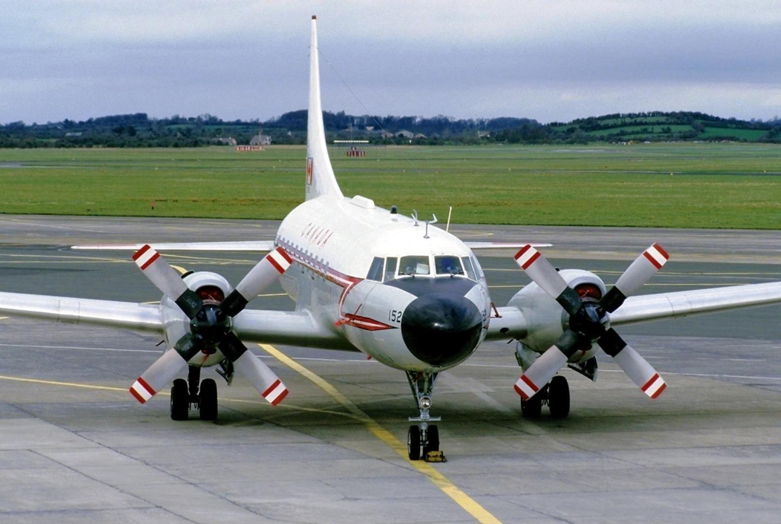 Canadian Armed Forces Canadair "Cosmo" Cosmopolitan (CC-109) from Canadian Forces Base CFB Lahr in West Germany parked at Shannon International Airport in County Clare, Ireland.