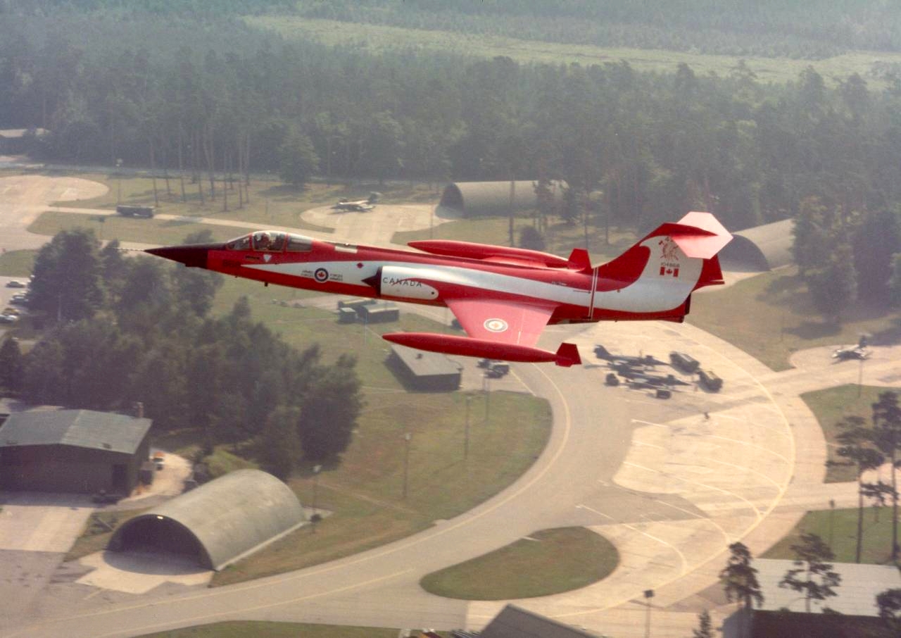 CF-104 (104868) of 421 Squadron over my Canadian Forces Base CFB Baden-Söllingen (EDSB), West Germany