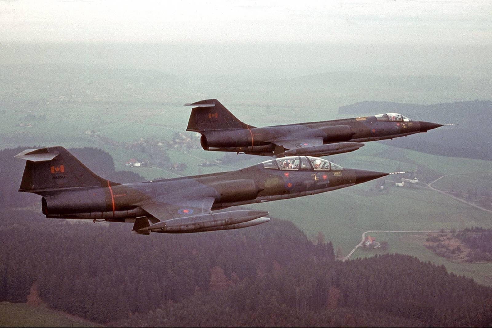 Canadian Armed Forces CF-104 (104865) and CF-104D (104650) over West Germany